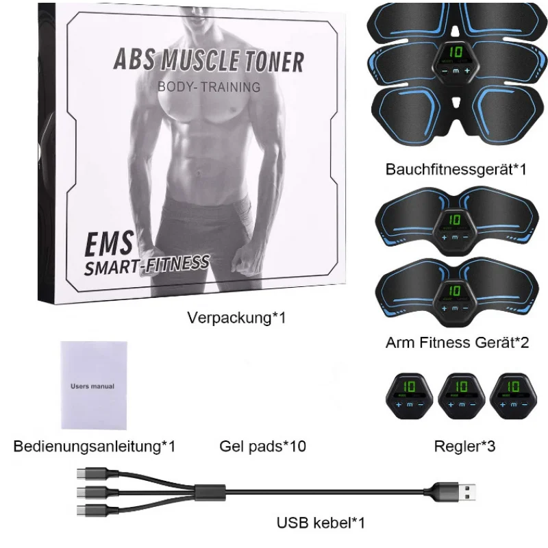 

Rechargeable New Model Sticker With Display Lazy Outdoor EMS Muscle Stimulation Abdominal Trainer