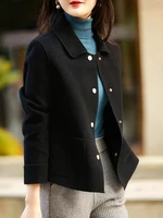 Classic Solid Short Woolen Coats for Woman Autumn Winter Warm Woman Clothing Button Up Female Coat Outfits New In Outerwears - Image 3