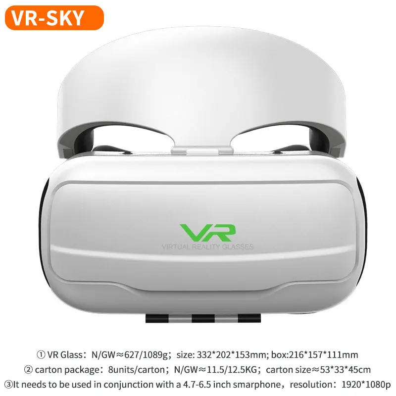 VR Virtual Reality 3D Glasses Box Headset Helmet G02EF VR For IOS Android 4.7-6.5 inch Smartphone