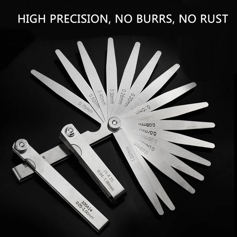 1 Set Feelers Gauges 0.01-1mm/0.05-0.50mm/0.05-1.00mm/0.02-1.00mm Stainless Steel Feelers Gauges Set for Measuring Gaps Width