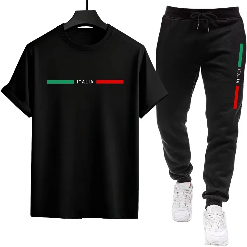 

High-quality Cotton Fabric Men's T-Shirt Sports Set, Printed Casual T-Shirt for Daily Sports & Jogging