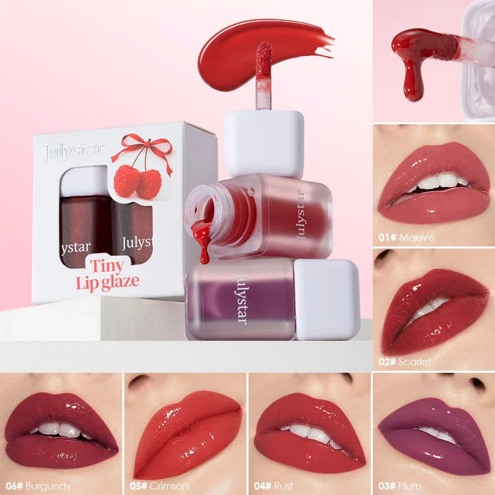 2Pcs Gloss Lip Tint Kit, High Saturation Silky Liquid Lipstick, Lightweight Comfort Lip Makeup Set for Women