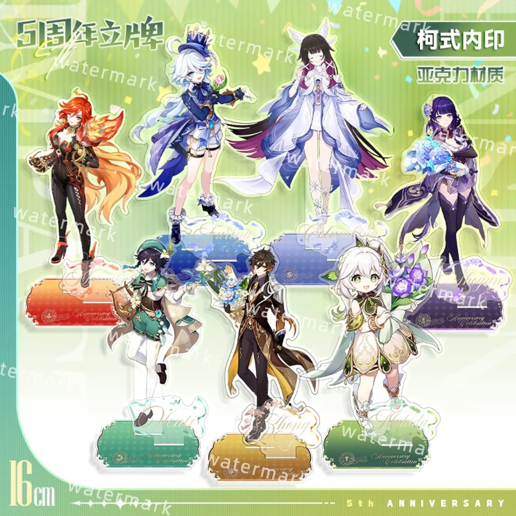 Game Genshin Impact 5th Anniversary Celebration Series Acrylic Stand Columbina Furina 16CM Bracket Anime Cosplay Xmas Gifts