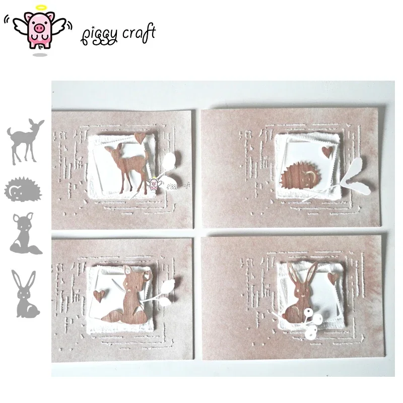 Piggy Craft metalowe matryce do wycinania matryce królik lis jeleń jeż papier do scrapbookingu nóż rzemieślniczy forma ostrze dziurkacz szablony