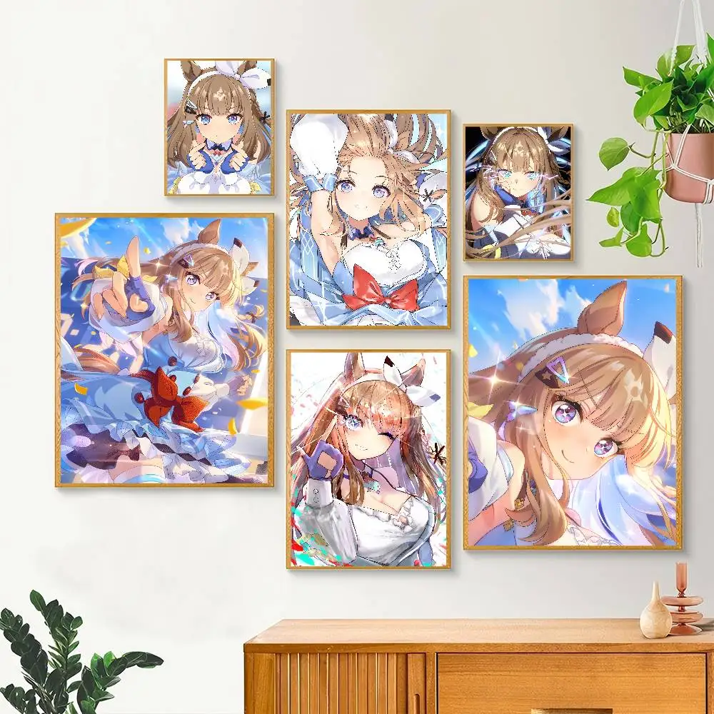 Póster de ojo de almendra Uma Musume Pretty Derby, papel impreso para el hogar, sala de estar, dormitorio, Bar, restaurante, cafetería, decoración de pintura artística