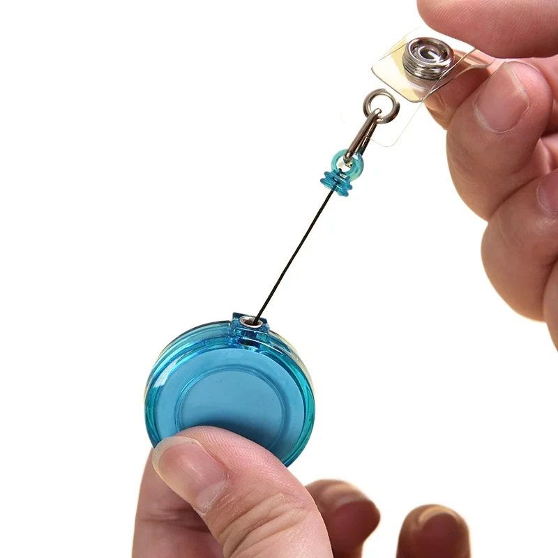 2Pcs/Set Retractable Badge Reels for Working Permit Clips Keychain Exhibition Name ID Tag Card Clip Work Pass Card Badge Reel