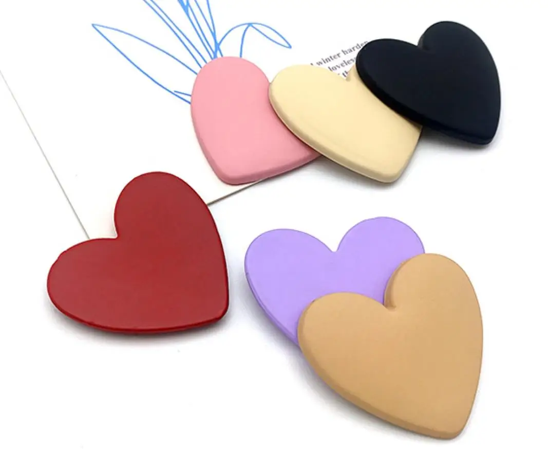 100pcs Kawaii Flatback Resin Heart Cabochon DIY Handmade Hair Bow Decoration Headwea Accessories