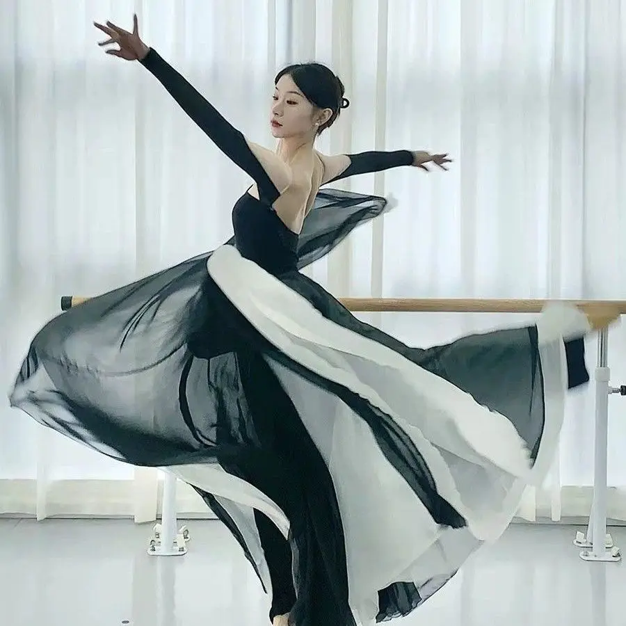 

Modern Dance Performance Costume Qianqian Quege Style Classical Dance Performance Costume Double Layer 720 Degree Large Swing