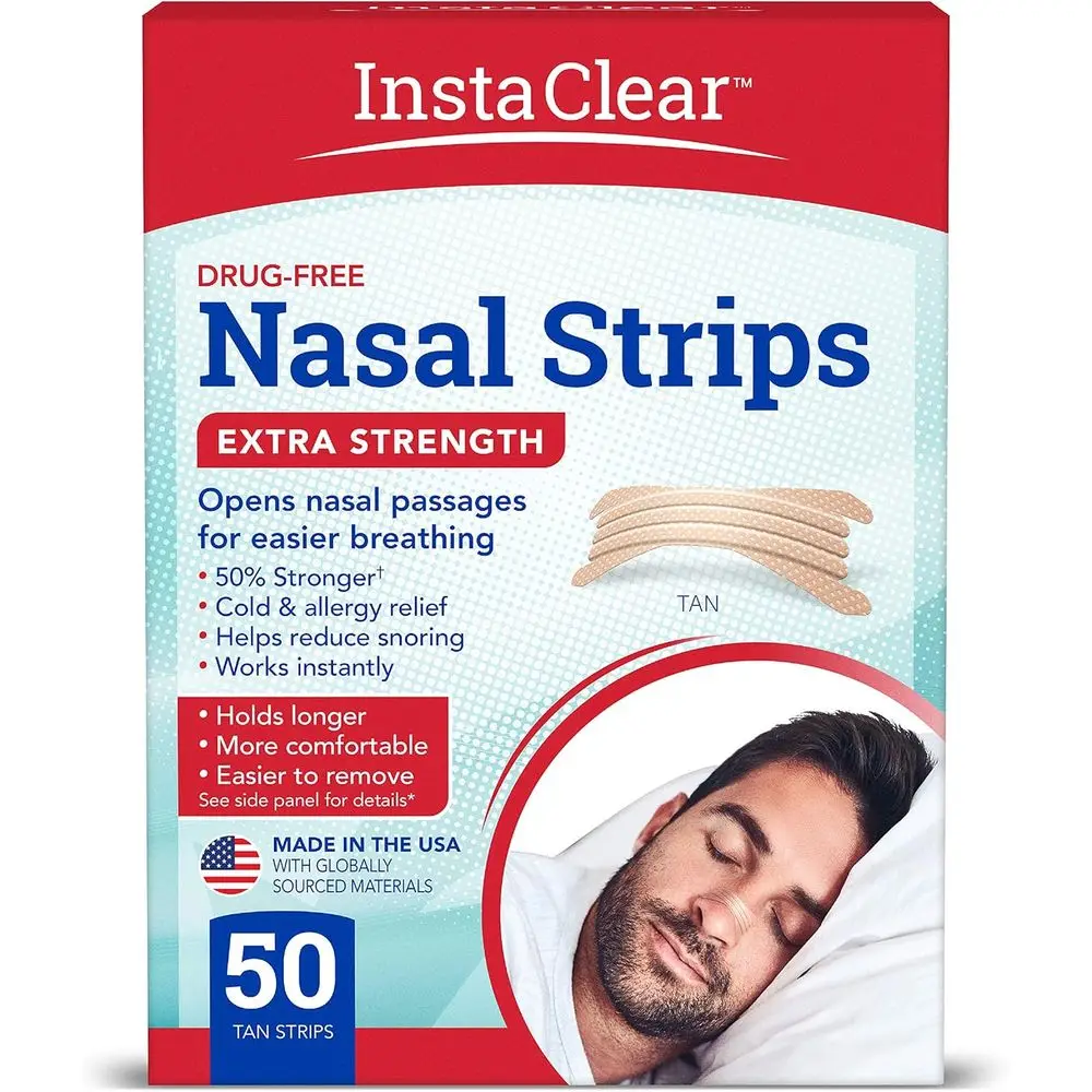 

Powerful Tan Nasal Strips, 50 Count | Enhance Breathing, Relieve Congestion, Reduce Snoring, Ideal for Colds and Allergies