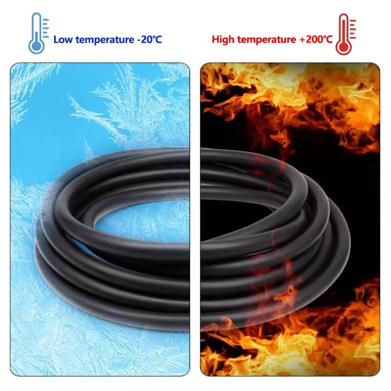 1M FKM Fluorine Rubber Tube ID 2mm-32mm Wear-resistant Corrosion Resistant High Temperature FKM Vitons Petrol Diesel Hose Black