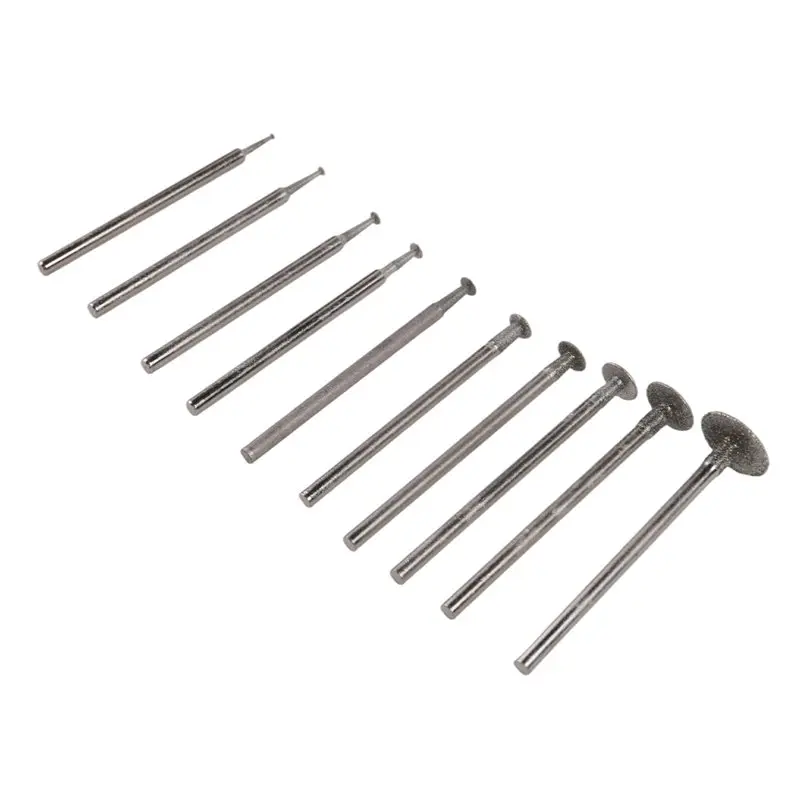 A44Z-10Pcs T Shape Burr - 3/32Inch Shank Mini Channel Cutting Burs Mounted Stone Carving Bits