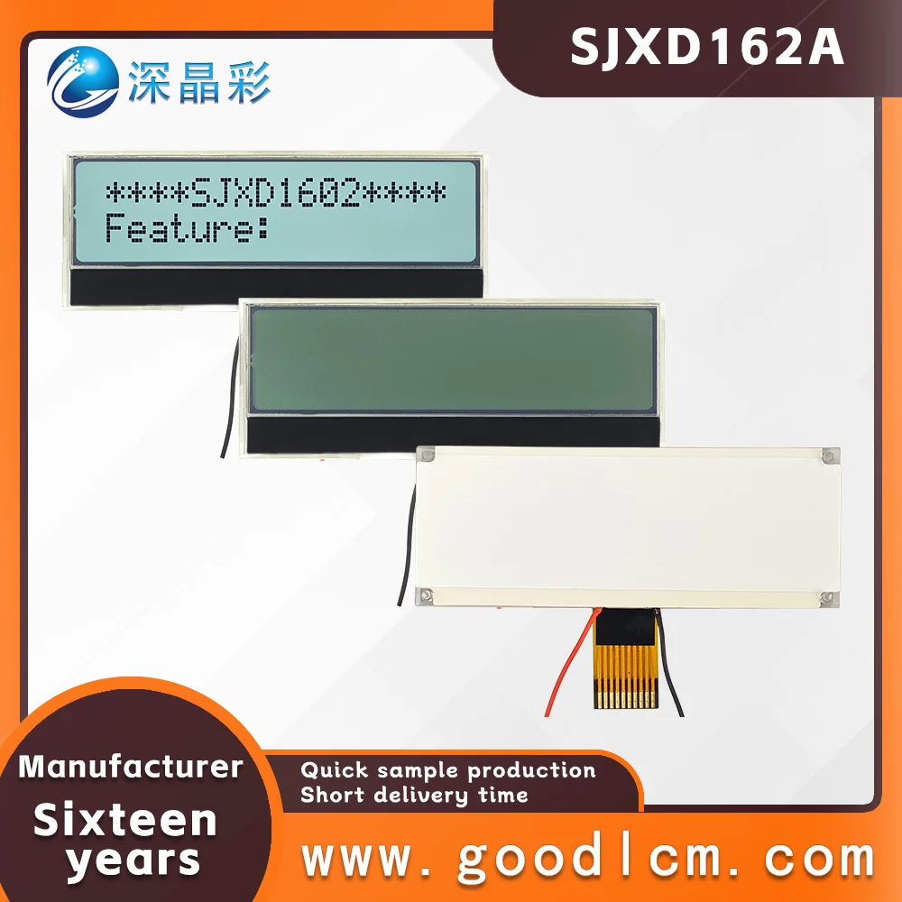 Cog Character Matrix LCD Display Module com retroiluminação, tela monocromática, suporte IIC Interface, 16x2, SJXD162A-1031