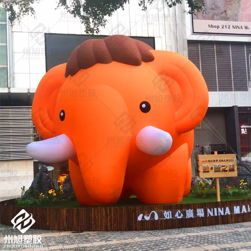 Giant inflatable cartoon elephant with white LED lights animal mascot amusement park activities decoration advertising props