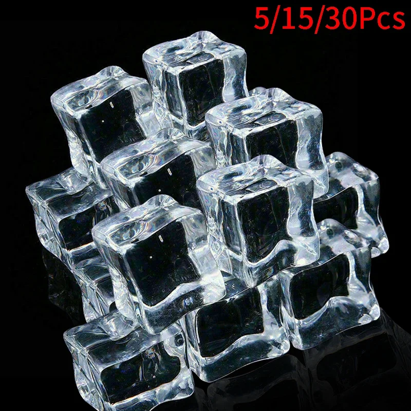 5/15/30PCS Acrylic Artificial Ice Cubes Transparent Photography Backdrop Props Fake Crystal Wedding Bar Beer Drinks Decoration