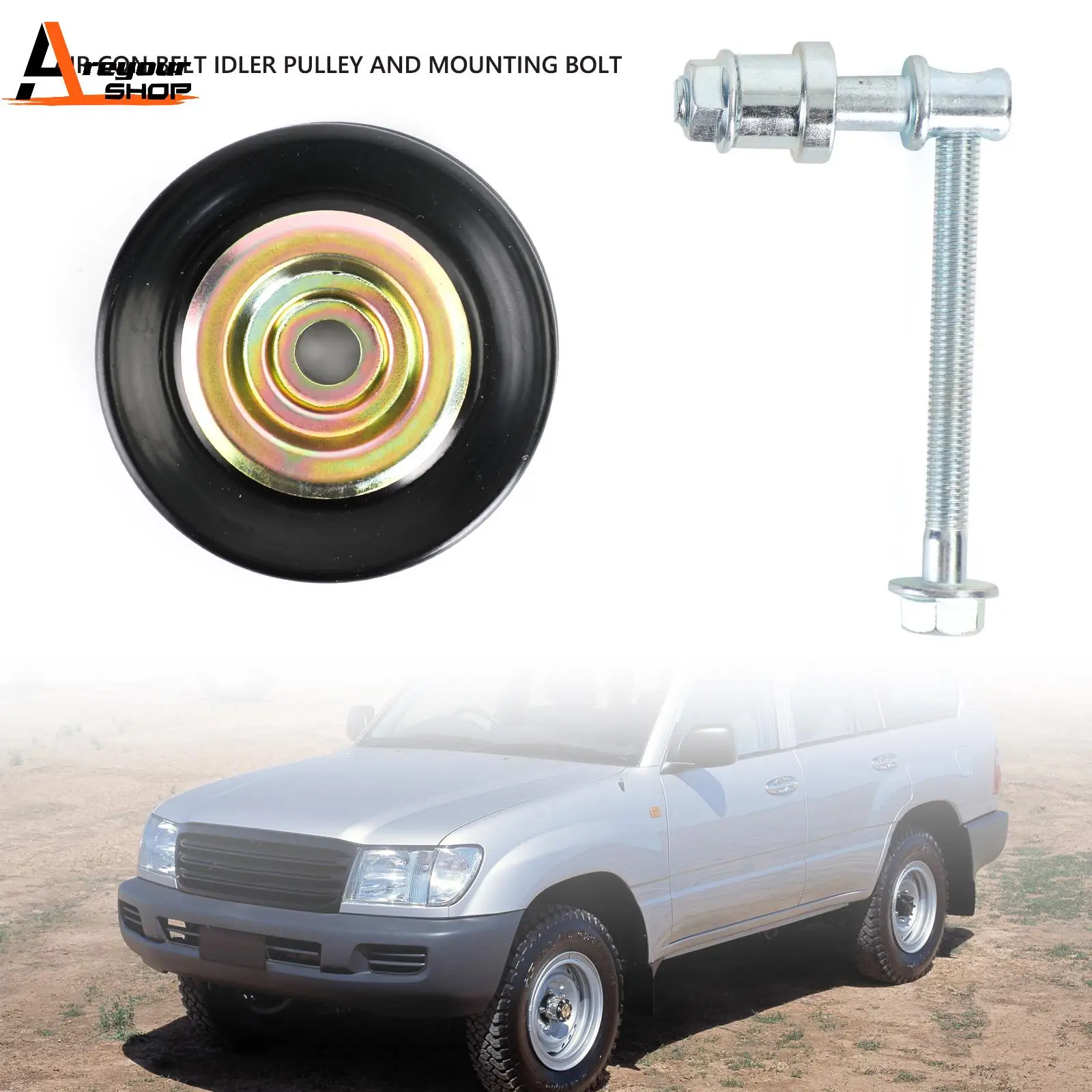 Areyourshop Air Con Belt Idler Pulley And Mounting Bolt For Toyota Landcruiser HZJ75 1990-99