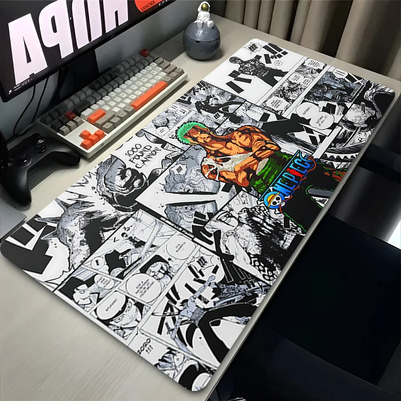 Mouse Pad Gamer XXL Antiderrapante One Piece Roronoa Zoro para Teclado e Mouse - Acessório Essencial para Jogos e Escritório
