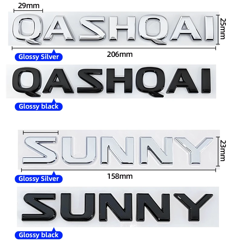 ABS Emblem ALTIMA LANNIA QASHQAI SUNNY SYLPHY TEANA TIIDA X-TRAIL Car Styling 3D Badge Lettering Decals Trunk Sticker For Nissan