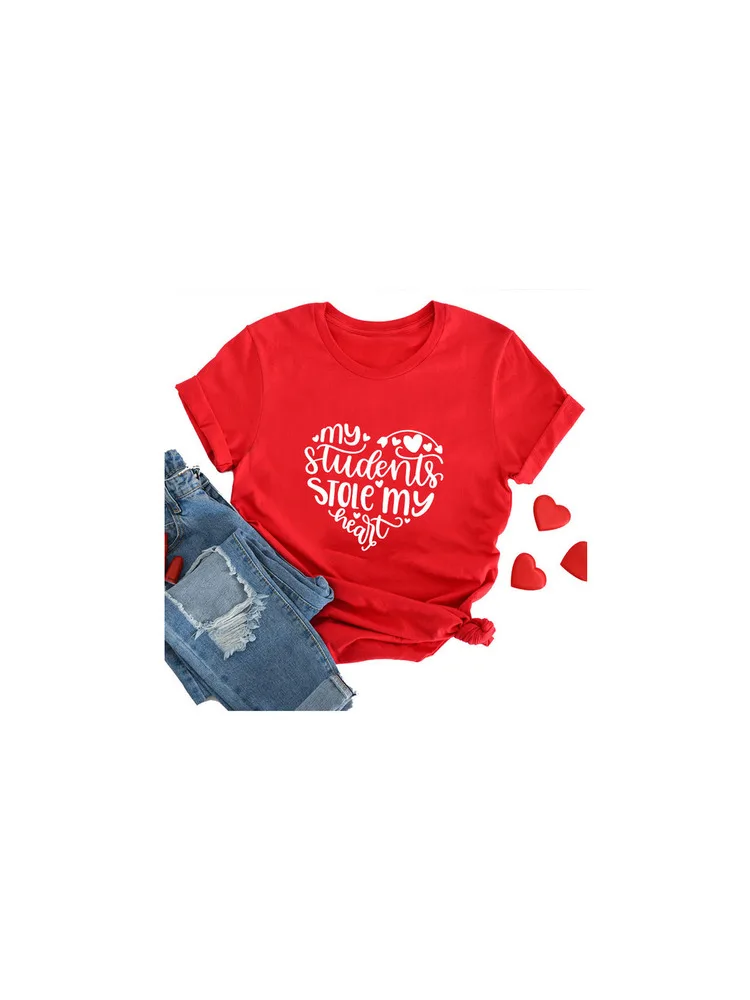 

Teacher Valentine Shirt My Students Stole My Heart Teacher Tshirt Casual Short Sleeve Teachers Team Shirts Valentine's Day Shirt