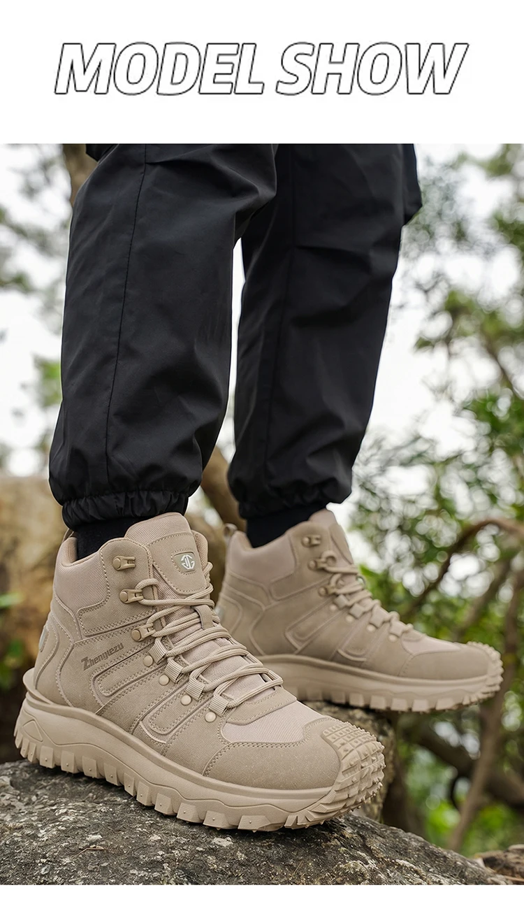 Herren-High-Top-Wanderstiefel in großen Größen, modisch, mit komfortablem Futter, flexibler und dicker Sohle, hervorragendem Grip, geeignet für Outdoor-Wanderungen, Trekking, Camping und andere Aktivitäten. – Detail 9