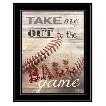 Take Me Out to the Ball Game Framed Print in Black Frame, Ready to Hang Wall Art Decor