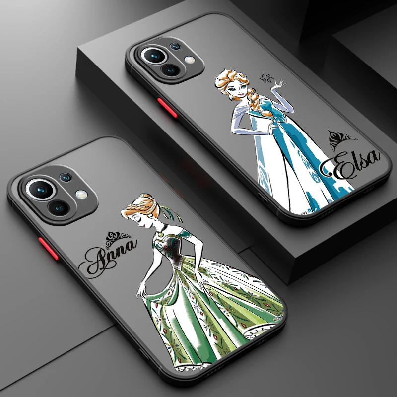 Disney Frozen Aisha Anna For Xiaomi Mi 13 12 12S 12T 12X 11 11T 10 9T Lite Pro Ultra Frosted Translucent Hard Phone Case Cover