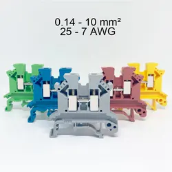 4PCS Din Rail Terminal Blocks Wire Electrical Conector Terminal Connector Screw Cable Strip Power Distribution Block UK-2.5B/10N