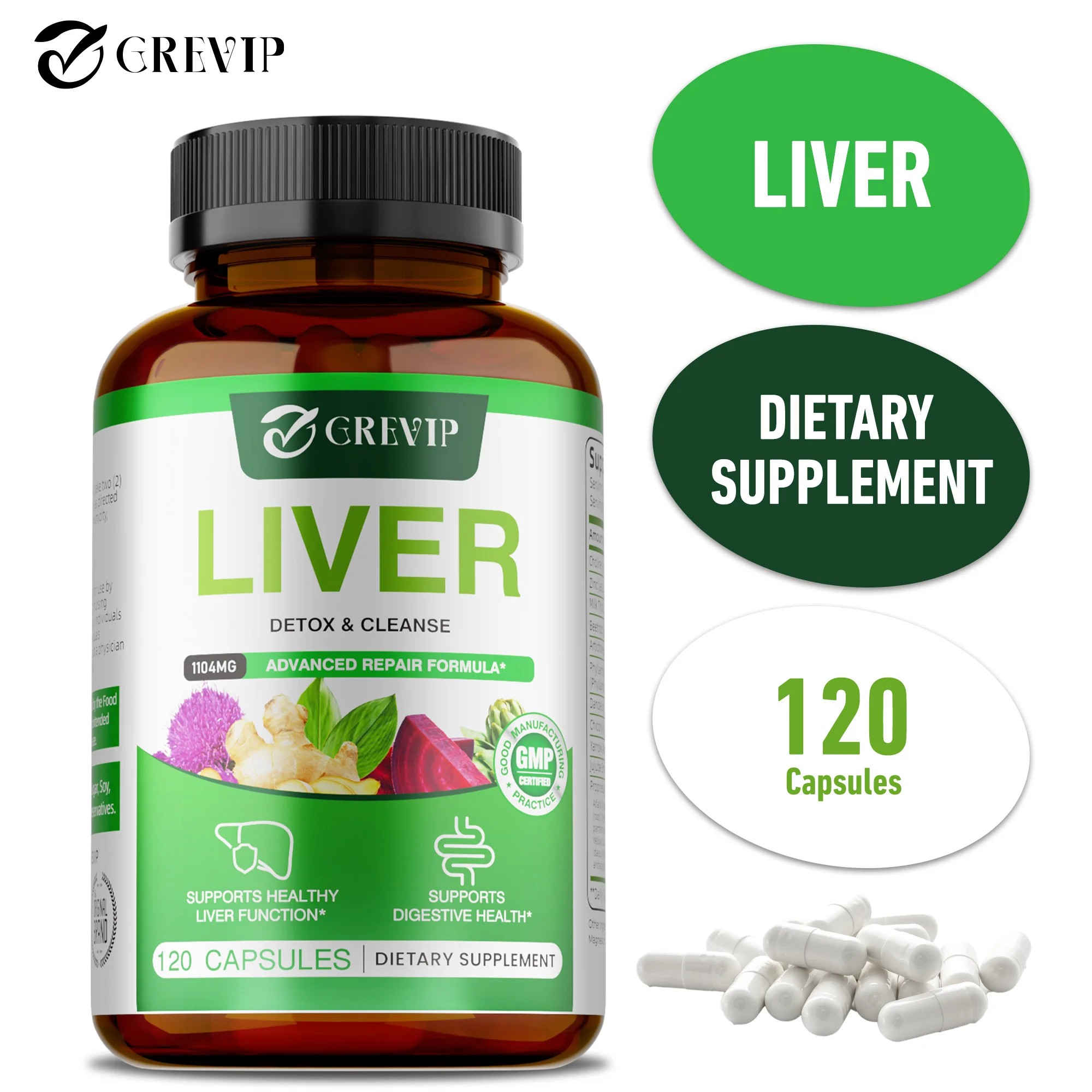 

Liver Detox & Cleanse Capsules - Improves Indigestion and Promotes Metabolism
