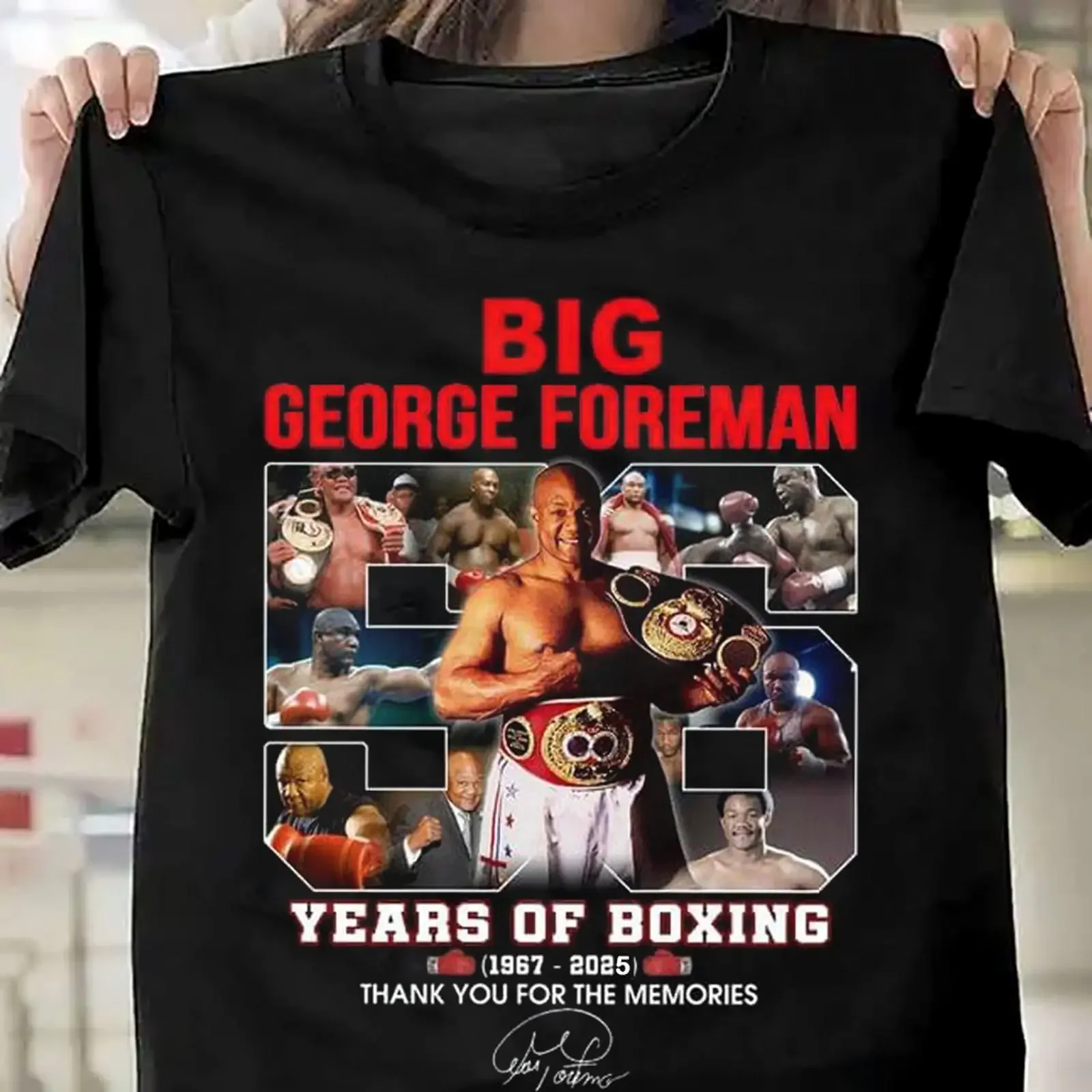NEW Big George Foreman Years Of Boxing 1967 2025 T Shirt OM367 vintage Washed Comfortable homme Stylish Stretched streetwear