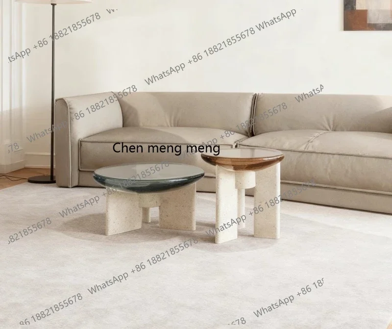 

Italian modern simple resin coffee table creative home living room hotel sofa transparent side table