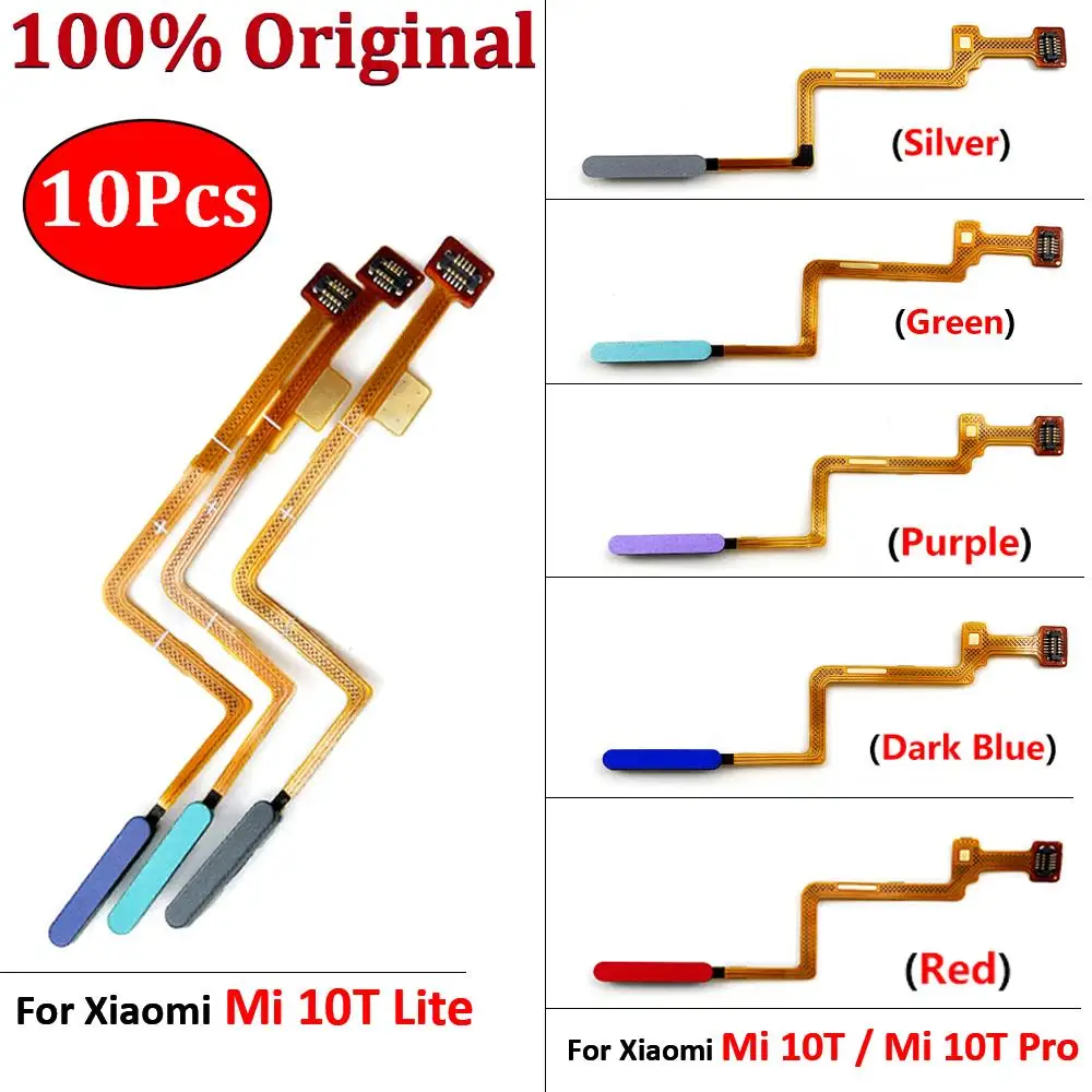 

10Pcs，Original Fingerprint Scanner For Xiaomi Mi 10T Lite Mi 10T 11T Pro Home Button Fingerprint Menu Return Key Sensor Flex