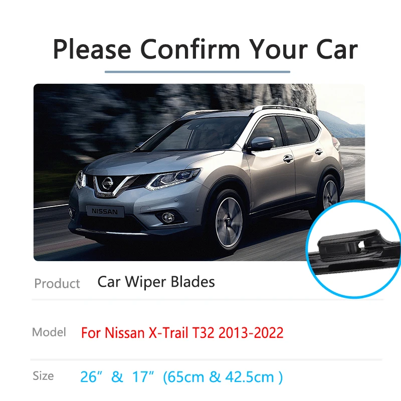 For Nissan X-Trail X Trail T32 2013~2022 Front Rear Wiper Blades Brushes Window Windshield Windscreen Cleaning Car Accessories