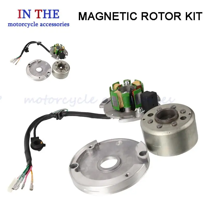

Подходит для мотоцикла, горизонтальная катушка двигателя объемом 150 куб.см, статор, ротор, магнит, аксессуары для модификации диска сальника