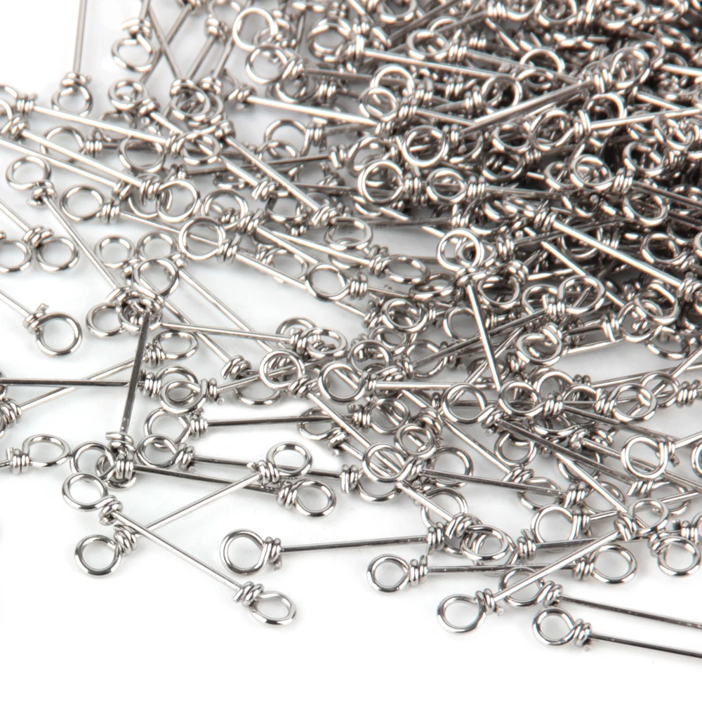 50pcs Bait Support Wire Spring Pin Hook Stainless Steel Screw Needle Lock Fixed For Soft Worm Lure Baits Fishing Tools