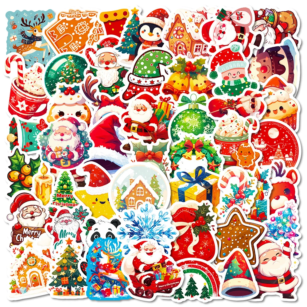 

10/30/50/100pcs Christmas Cartoon Aesthetic Stickers Cute Santa Claus Graffiti Decals DIY Scrapbook Laptop Kid Sticker Toys Gift