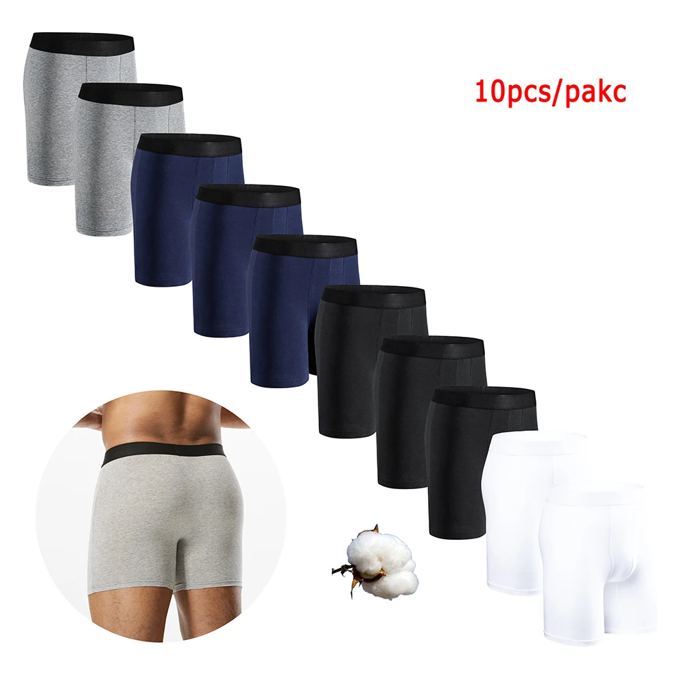 10pcs Mid-Long Boxer Shorts Men Underwear Cotton Male Underpants for Men Sexy Homme Boxershorts Box Gay Panties Slip Calvin Hot