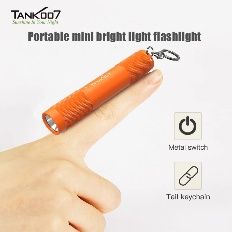 

TANK007 Portable Mini Flashlight LED Light Waterproof Hiking Camping Torch with Keychain For Home Outdoor Emergency