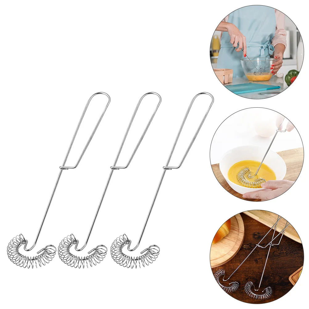 

3 Pcs Stainless Steel Egg Beater Manual Mixer Whisk Hand Coffee Whipping Tool Metal Eggbeater Beating Kitchen Gadget