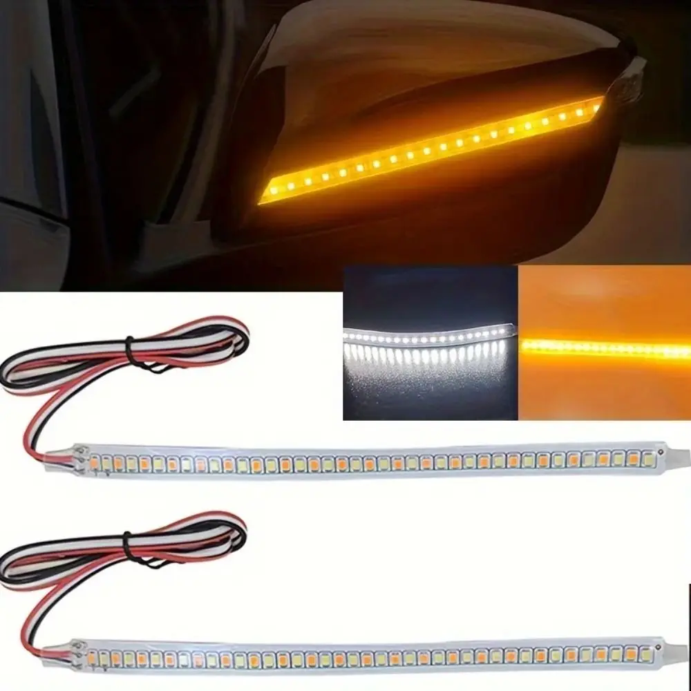 2Pcs 12V Car Rearview Mirror Turn Signals Flowing Lights LED Strip Car Rearview Mirror Indicator Lights Universal