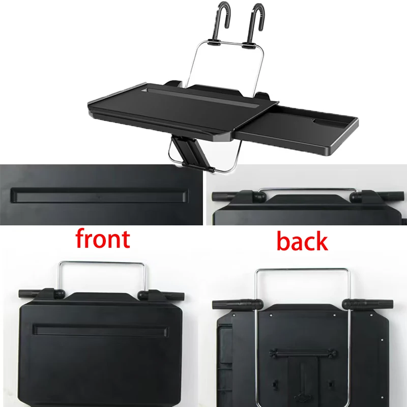 New 2 in 1 Foldable Car Computer Rack With Drawer Shelf Car Steering Wheel Seat Back Laptop Tray Food Drink Table Holder Stand