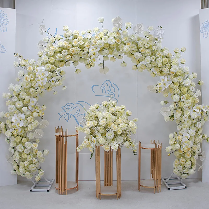 

Artificial Rose Flower Row For Wedding Decoration Arch Floral Arrangement T Stage Background Window Display Decor Photo Props