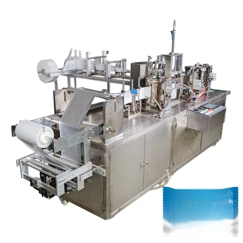 Customized High Speed 60-100 Pck/Minute 4 Side Seal Full Automatic Wet Tissue Roll Wet Wipes Making Machine