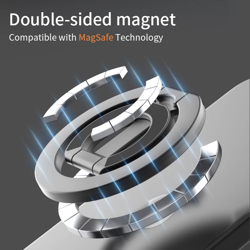 Suporte Magnético Dupla Face para Celular com Anel e Apoio para MagSafe, Compatível com iPhone 16 15 14, Huawei e Xiaomi