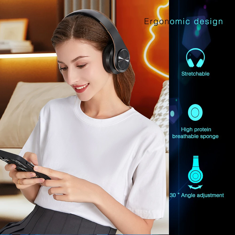 AYVVPII Lossless Player Bluetooth Headphones with Microphone Wireless Stereo Headset Music for Iphone Samsung Xiaomi mp3 Sports