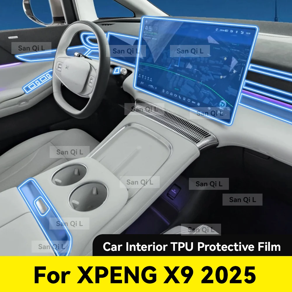 

Tpu Transparent Film for XPENG X9 2025 Car Interior Sticker Center Console Gear Navigation Dashboard Window Panel