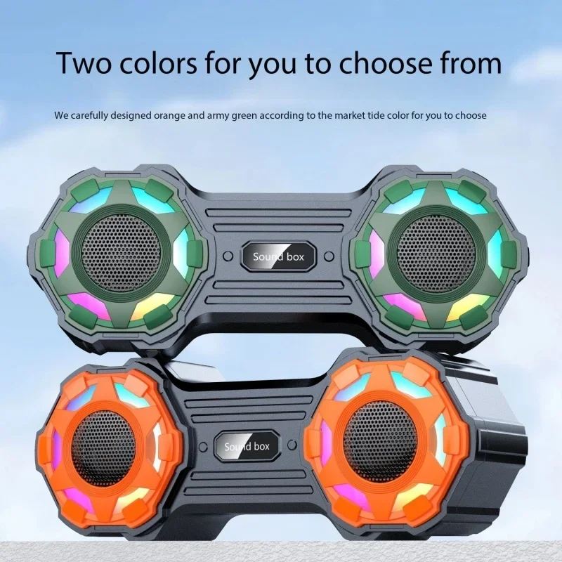 High Power Home Theater Outdoor Portable Bluetooth Speaker with RGB Light Ring Dual Wireless Outdoor Portable Soundbar Sound Box