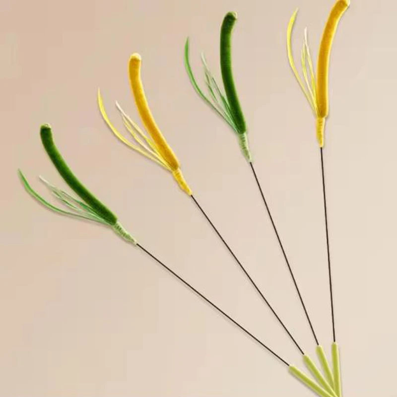 Cat Interactive Toy Tail Grass Cats Toy Long Pole Kitten Teasing Stick Bite Resistant Sound Toy Cat Supplies