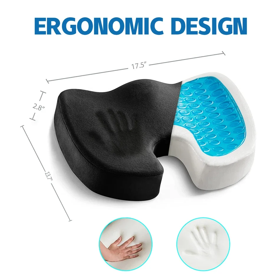 

Pain Cushion Car Memory Chair Office U-shaped Gel Long Sitting Tailbone For Foam Seat Pad Back Relief Coccyx Massage