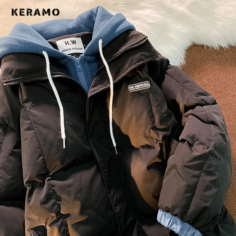American Retro Style Outerwear Single Breasted Parkas Jacket 2023 Autumn Winter Women Casual Fashion Warm Thick Patchwork Coat