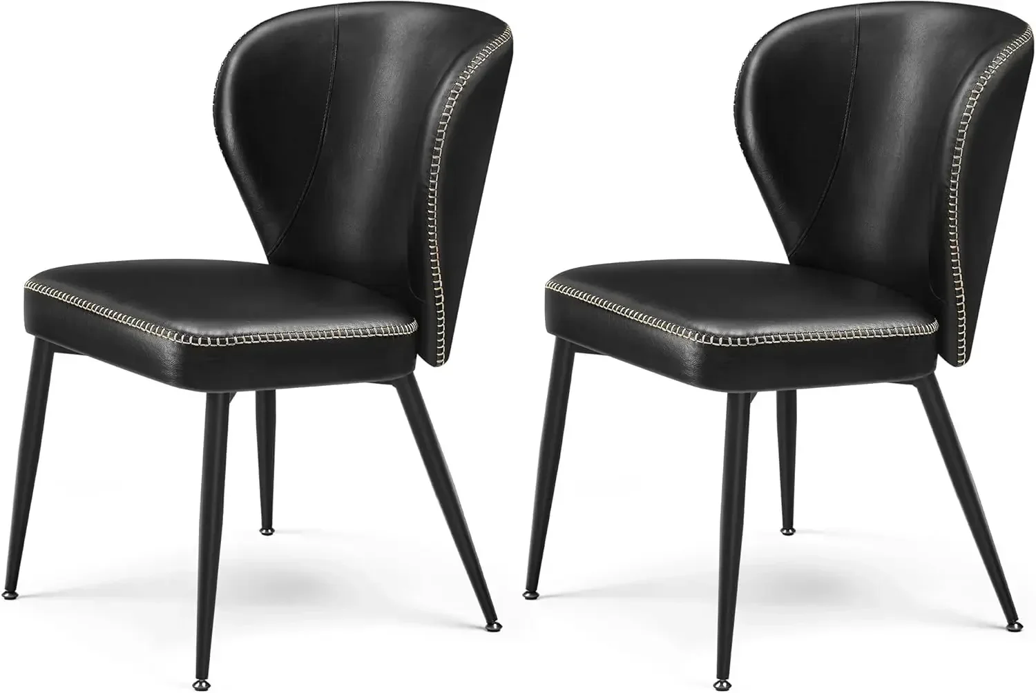 EKHO Collection - Dining Chairs Set of 2, Upholstered Kitchen Chairs, Comfortable Seat, Synthetic Leather with Stitching,