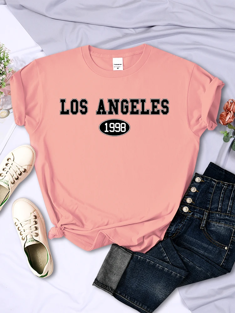 Los Angeles 1998 Fashion Letter Women T-Shirt Fashion Soft Tshirt Street Casual Short Sleeve Cool Summer Breathable Cute T Shirt